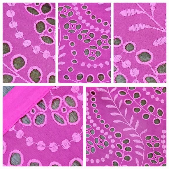 🩵NWT Lilly Pulitzer Pink Isle Amrita Swirly Fern Scalloped Eyelet Dress Size 2 - Picture 11 of 15